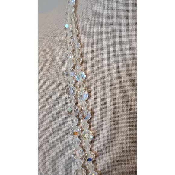 50s Long Two Strand Graduated Aurora Borealis Necklace W/ Hook Clasp - Picture 11 of 12